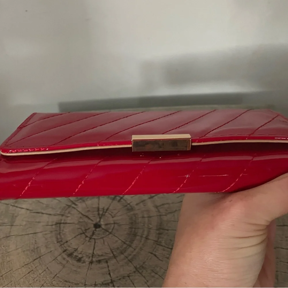 Shiny Red Vegan Leather Wallet